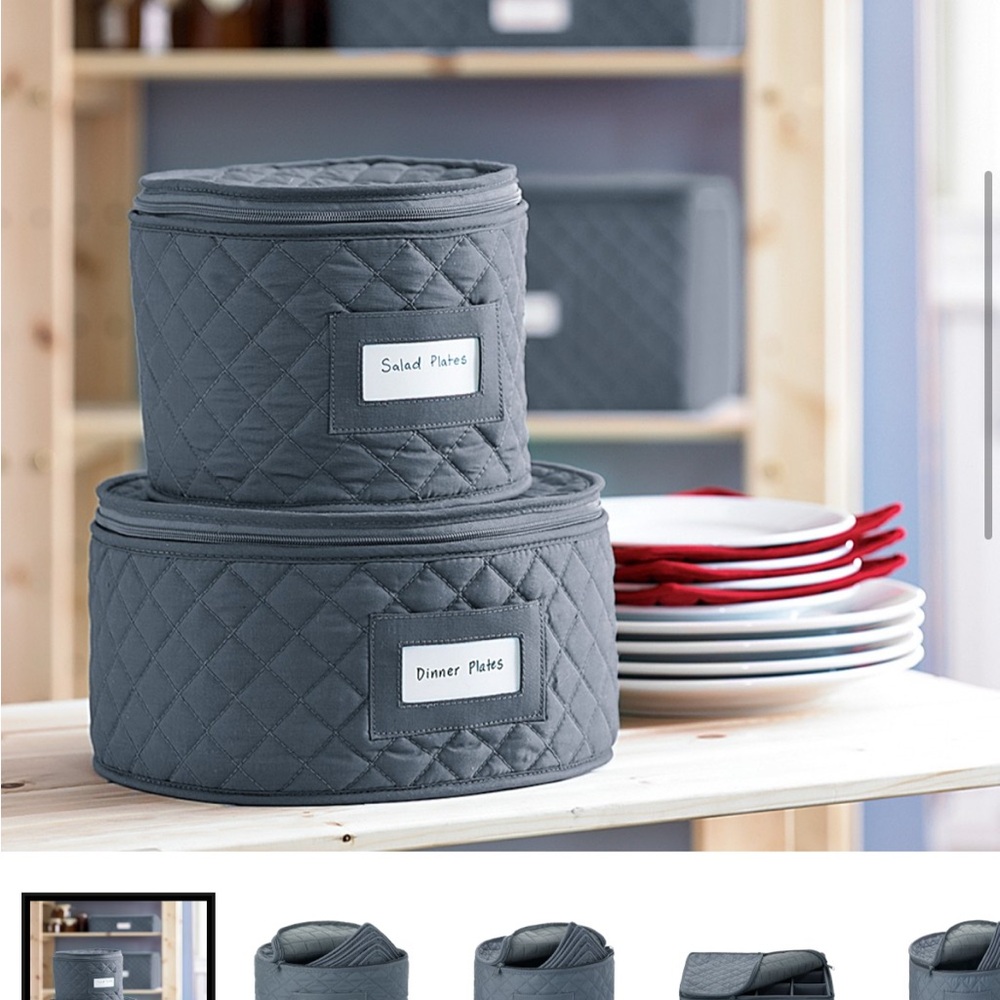 Gray Quilted Plate Storage Set
